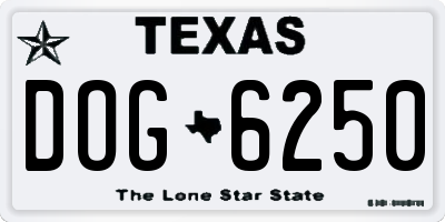 TX license plate DOG6250