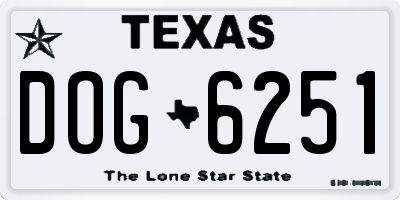 TX license plate DOG6251