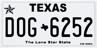 TX license plate DOG6252