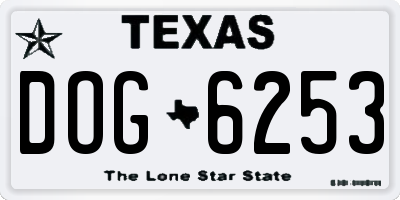 TX license plate DOG6253