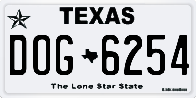 TX license plate DOG6254