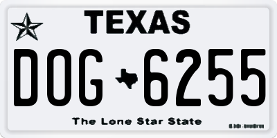 TX license plate DOG6255
