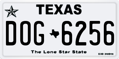 TX license plate DOG6256