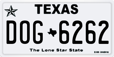 TX license plate DOG6262