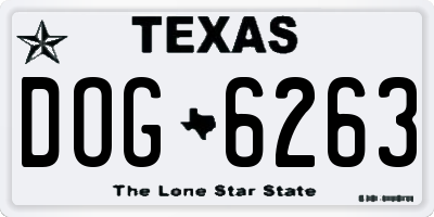 TX license plate DOG6263