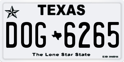TX license plate DOG6265