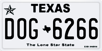 TX license plate DOG6266