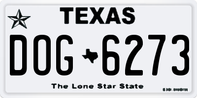 TX license plate DOG6273