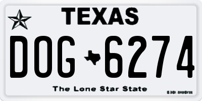 TX license plate DOG6274