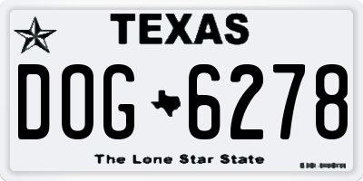 TX license plate DOG6278