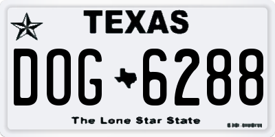 TX license plate DOG6288