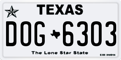 TX license plate DOG6303