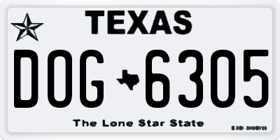 TX license plate DOG6305