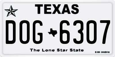 TX license plate DOG6307