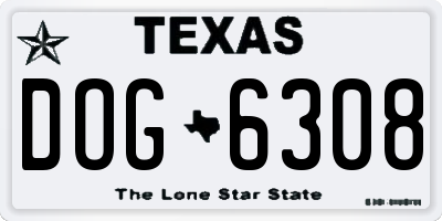 TX license plate DOG6308