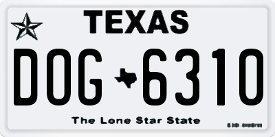 TX license plate DOG6310