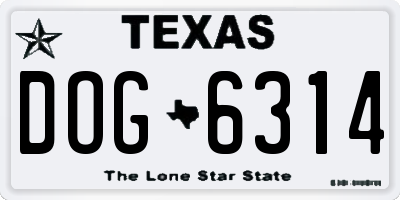 TX license plate DOG6314