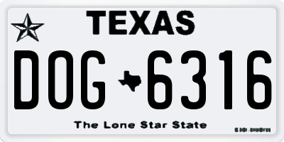 TX license plate DOG6316