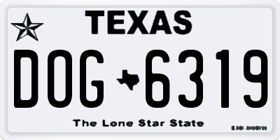 TX license plate DOG6319