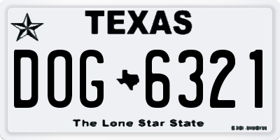 TX license plate DOG6321