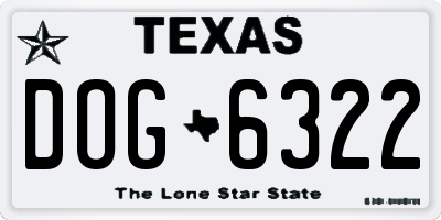 TX license plate DOG6322