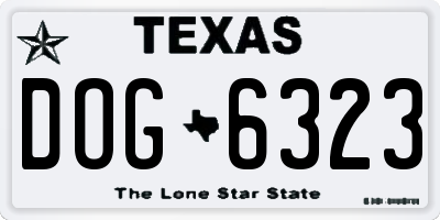 TX license plate DOG6323