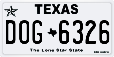 TX license plate DOG6326