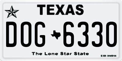 TX license plate DOG6330