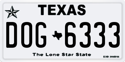 TX license plate DOG6333