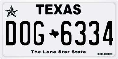 TX license plate DOG6334