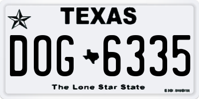 TX license plate DOG6335