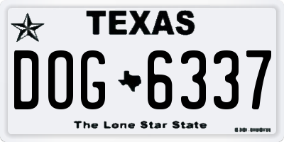 TX license plate DOG6337