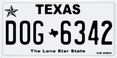 TX license plate DOG6342