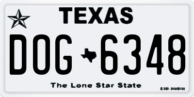 TX license plate DOG6348