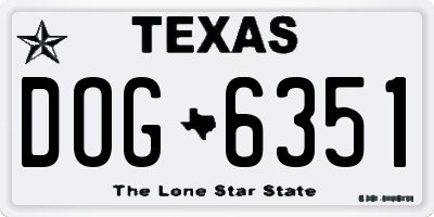 TX license plate DOG6351