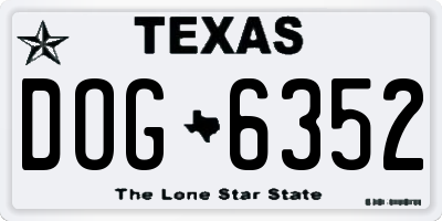 TX license plate DOG6352