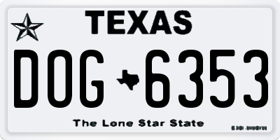 TX license plate DOG6353