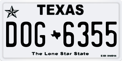 TX license plate DOG6355