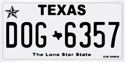TX license plate DOG6357