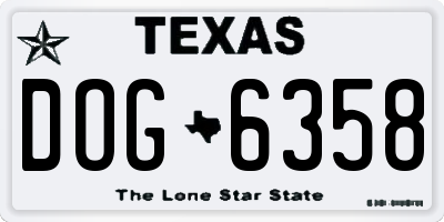 TX license plate DOG6358