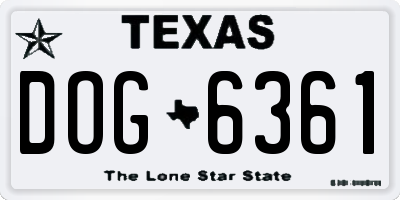 TX license plate DOG6361