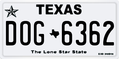 TX license plate DOG6362
