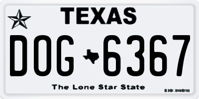 TX license plate DOG6367