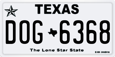 TX license plate DOG6368