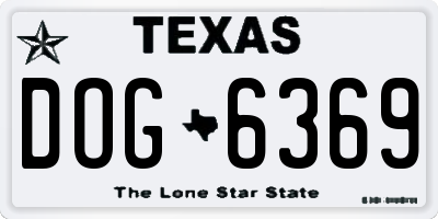 TX license plate DOG6369