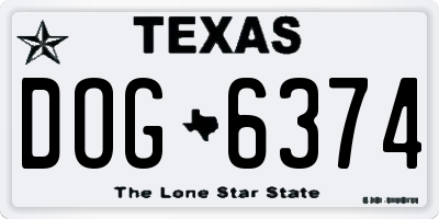 TX license plate DOG6374