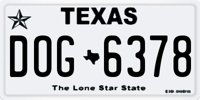 TX license plate DOG6378