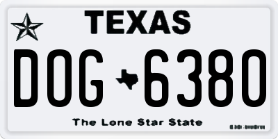 TX license plate DOG6380