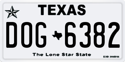 TX license plate DOG6382