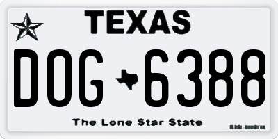 TX license plate DOG6388